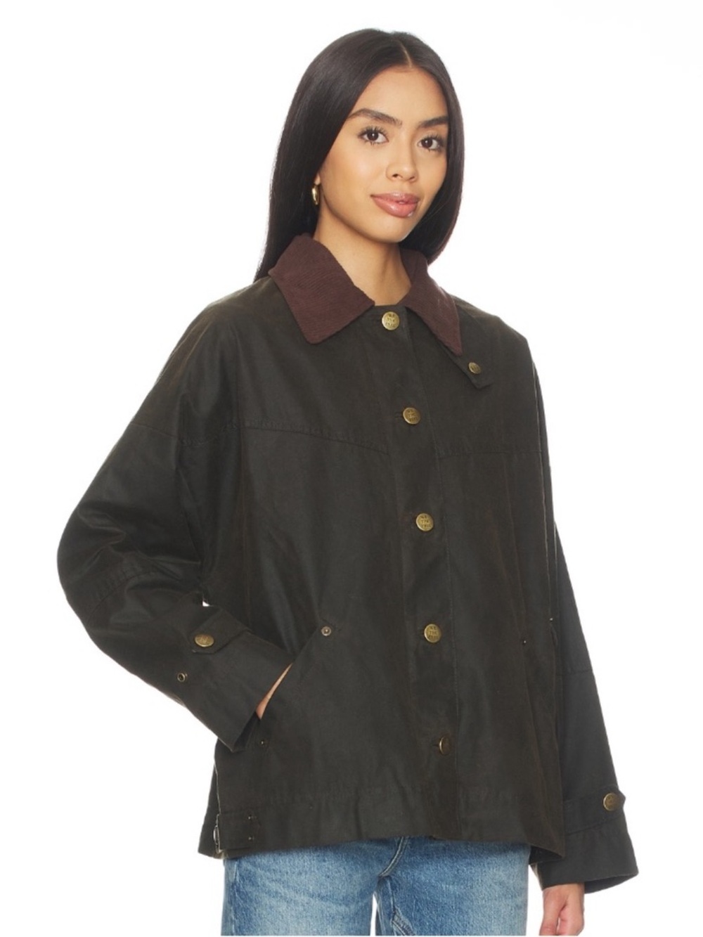 Free People We The Free Cori Waxed Barn Chore Jacket in Olive | NWT - Picture 2 of 15
